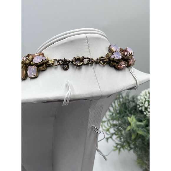 J. Crew Glacier Faceted Pink AB Opalescent Rhinestone Floral‎ Statement Necklace - Picture 8 of 16